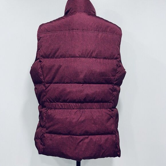LANDS END L Plum Purple Herringbone Puffer Full Zip Down Feather Vest Outdoor - Picture 7 of 16